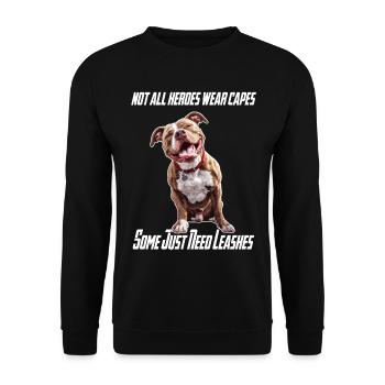 Tous les héros ne portent pas de capes American Staffordshire - Sweat-shirt Unisexe - noir - Devant - Alina (178cm) & Michal (187cm)
