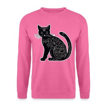 Mystische schwarze Katze - Unisex Pullover - Pink - Vorne