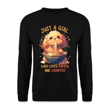 Juste une fille qui aime les ramen et le chien miso Cavapoos - Sweat-shirt Unisexe - noir - Devant - Alina (178cm) & Michal (187cm)