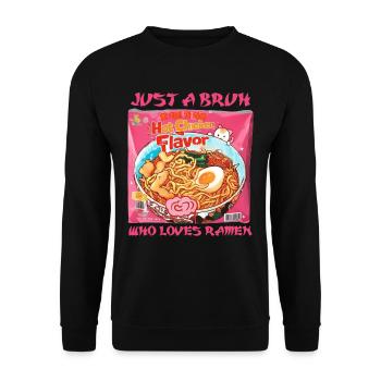 Just A Bruh Who Loves Ramen Cat Instant Noodles - Unisex Sweatshirt - black - Front - Alina (178cm) & Michal (187cm)