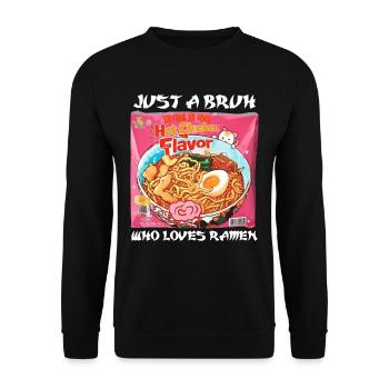 Just A Bruh Who Loves Ramen Instant Noodles - Unisex Sweatshirt - black - Front - Alina (178cm) & Michal (187cm)