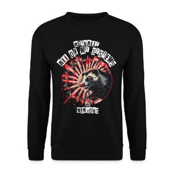 Actually All Of My Systems Are Nervous Opossum - Unisex Sweatshirt - black - Front - Alina (178cm) & Michal (187cm)