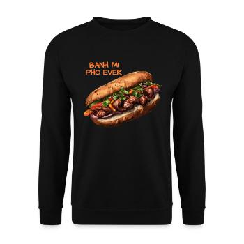 Banh Mi Pho Ever Restauration rapide vietnamienne - Sweat-shirt Unisexe - noir - Devant - Alina (178cm) & Michal (187cm)