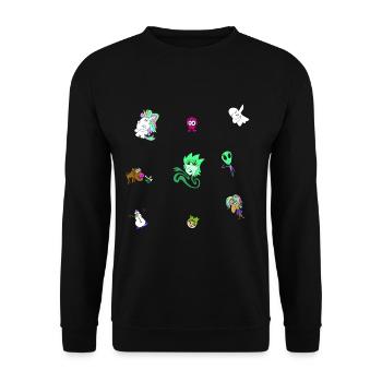 comic comicstyle charakter - Unisex Pullover - Schwarz - Vorne - Alina (178cm) & Michal (187cm)