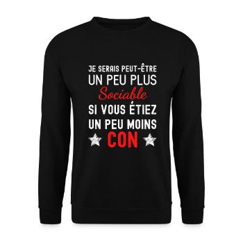 Plus sociable - Sweat-shirt Unisexe - noir - Devant - Alina (178cm) & Michal (187cm)