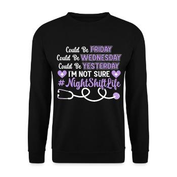 Infirmière de nuit Médecin soignant - Sweat-shirt Unisexe - noir - Devant - Alina (178cm) & Michal (187cm)