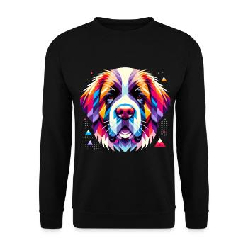 Colorful Geometric Dog Face Art - Unisex Sweatshirt - black - Front - Alina (178cm) & Michal (187cm)