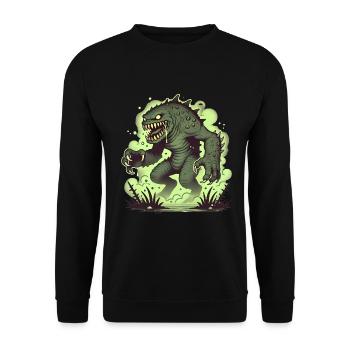 Green Monster Comic Horror Illustration - Unisex Sweatshirt - black - Front - Alina (178cm) & Michal (187cm)
