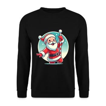 Cheerful Santa Pole Dance Graphic - Unisex Sweatshirt - black - Front - Alina (178cm) & Michal (187cm)