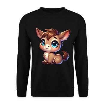 Adorable BigEyed Donkey Cartoon - Unisex Sweatshirt - black - Front - Alina (178cm) & Michal (187cm)