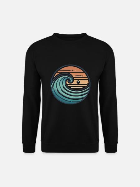 Vintage Ocean Wave Sunset Badge - Unisex Sweatshirt - black