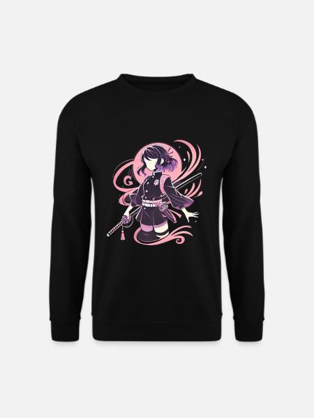 Anime Krigerpige med Sværd - Unisex sweater - sort