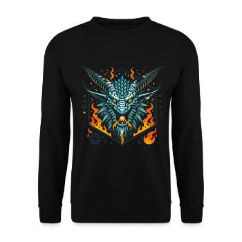 Fierce Flaming Dragon Head Badge - Unisex Sweatshirt - black - Front - Alina (178cm) & Michal (187cm)