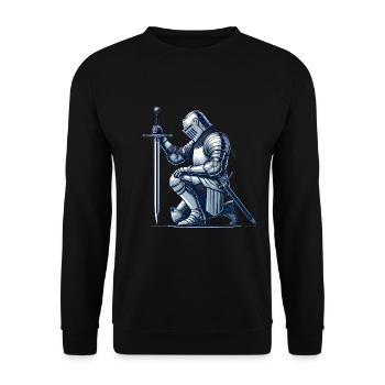 Illustration de chevalier médiéval agenouillé - Sweat-shirt Unisexe - noir - Devant - Alina (178cm) & Michal (187cm)