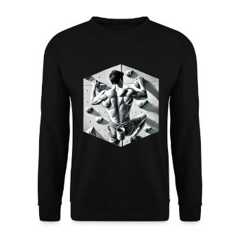 Grayscale Rock Climber Illustration - Unisex Sweatshirt - black - Front - Alina (178cm) & Michal (187cm)