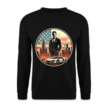 Illustration du leader du coucher de soleil aux États-Unis - Sweat-shirt Unisexe - noir - Devant - Alina (178cm) & Michal (187cm)