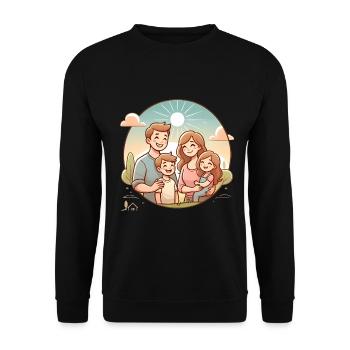 Happy Family Illustration Design - Unisex Sweatshirt - black - Front - Alina (178cm) & Michal (187cm)