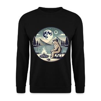 Bear Camping by the Lake at Night - Unisex Sweatshirt - black - Front - Alina (178cm) & Michal (187cm)