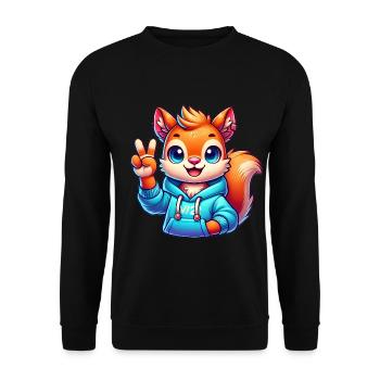 Peaceful Cartoon Squirrel in Hoodie - Unisex Sweatshirt - black - Front - Alina (178cm) & Michal (187cm)