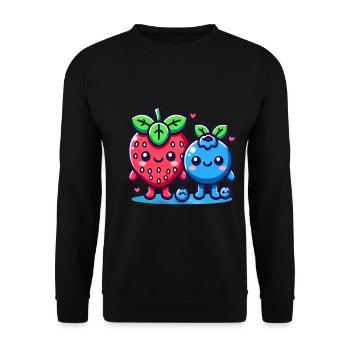 Duo Kawaii Fraise Myrtille - Sweat-shirt Unisexe - noir - Devant - Alina (178cm) & Michal (187cm)