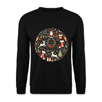 Festliches Weihnachtskreis-Design - Unisex Pullover - Schwarz - Vorne - Alina (178cm) & Michal (187cm)