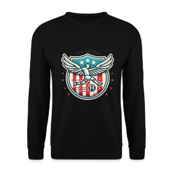 USA Fußball Abzeichen mit Flügeln Design - Unisex Pullover - Schwarz - Vorne - Alina (178cm) & Michal (187cm)