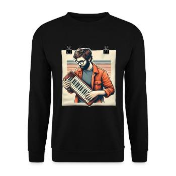 Melodica Player Retro Kunstdesign - Unisex Pullover - Schwarz - Vorne - Alina (178cm) & Michal (187cm)