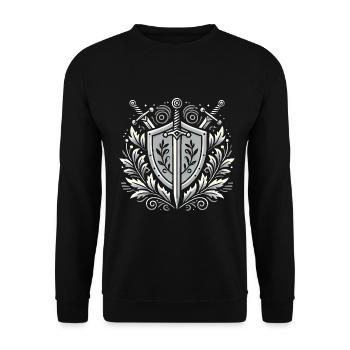 Shield and Swords Crest Design - Unisex Sweatshirt - black - Front - Alina (178cm) & Michal (187cm)