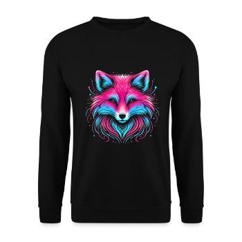 Neon Fuchs Leuchten Illustration Design - Unisex Pullover - Schwarz - Vorne - Alina (178cm) & Michal (187cm)