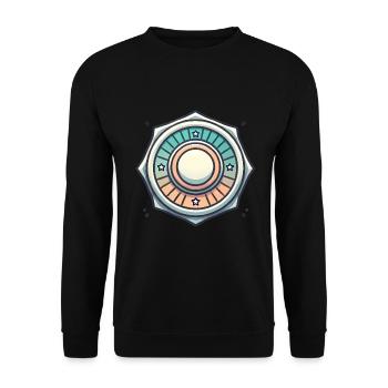 Vintage Badge Grafikdesign - Unisex Pullover - Schwarz - Vorne - Alina (178cm) & Michal (187cm)