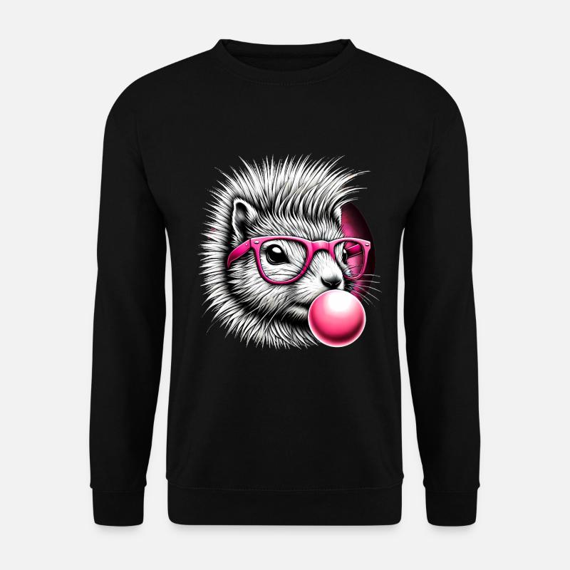 Quirky Squirrel with Pink Glasses - Unisex Sweatshirt - black