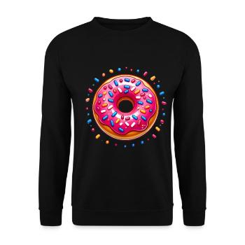 Beignet givré rose avec pépites - Sweat-shirt Unisexe - noir - Devant - Alina (178cm) & Michal (187cm)