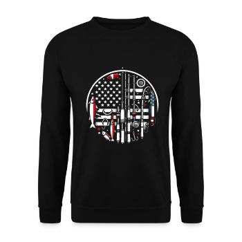 Canne à pêche American Flag Design - Sweat-shirt Unisexe - noir - Devant - Alina (178cm) & Michal (187cm)