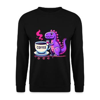 Purple Dino dégustant un café - Sweat-shirt Unisexe - noir - Devant - Alina (178cm) & Michal (187cm)