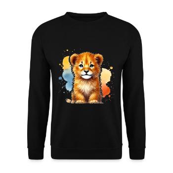 Adorable Watercolor Lion Cub Art - Unisex Sweatshirt - black - Front - Alina (178cm) & Michal (187cm)