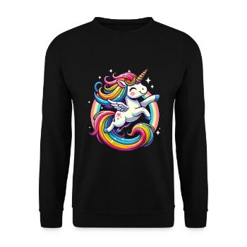 Joyful Rainbow Unicorn Design - Unisex Sweatshirt - black - Front - Alina (178cm) & Michal (187cm)