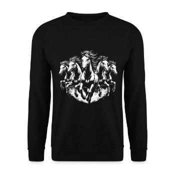 Running Horses Dynamic Black White Design - Unisex Sweatshirt - black - Front - Alina (178cm) & Michal (187cm)