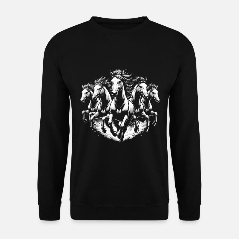 Laufpferde Dynamisches Schwarz-Weiß-Design - Unisex Pullover - Schwarz