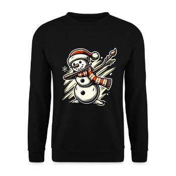 Dabbing Snowman Festive Christmas Design - Unisex Sweatshirt - black - Front - Alina (178cm) & Michal (187cm)