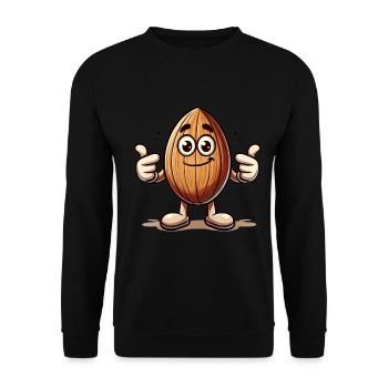 Lustige Mandel Cartoon Milch Witz Design - Unisex Pullover - Schwarz - Vorne - Alina (178cm) & Michal (187cm)