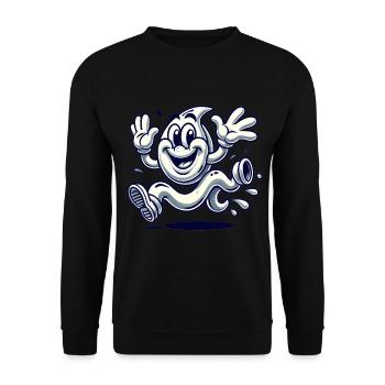 Funny Ghost Cartoon Adulthood Sucks - Unisex Sweatshirt - black - Front - Alina (178cm) & Michal (187cm)