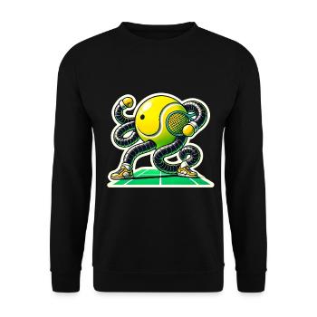Wir sehen uns auf dem Court Tennis Pun TShirt - Unisex Pullover - Schwarz - Vorne - Alina (178cm) & Michal (187cm)