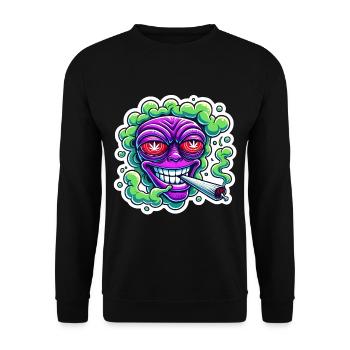 Tête de fumée extraterrestre Autocollant de dessin animé - Sweat-shirt Unisexe - noir - Devant - Alina (178cm) & Michal (187cm)
