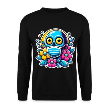Toter Innerer Schädel mit Regenbogenblumen - Unisex Pullover - Schwarz - Vorne - Alina (178cm) & Michal (187cm)