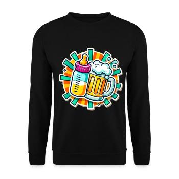 Prost Papa Bierkrug Babyflasche - Unisex Pullover - Schwarz - Vorne - Alina (178cm) & Michal (187cm)