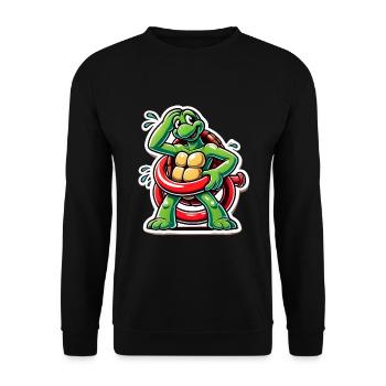 Funny Turtle Oops Cartoon Sticker - Unisex Sweatshirt - black - Front - Alina (178cm) & Michal (187cm)