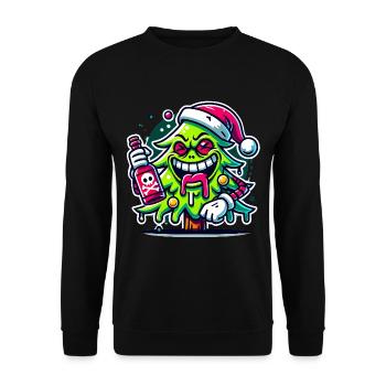 Dessin animé de l’arbre de Noël de la fête - Sweat-shirt Unisexe - noir - Devant - Alina (178cm) & Michal (187cm)