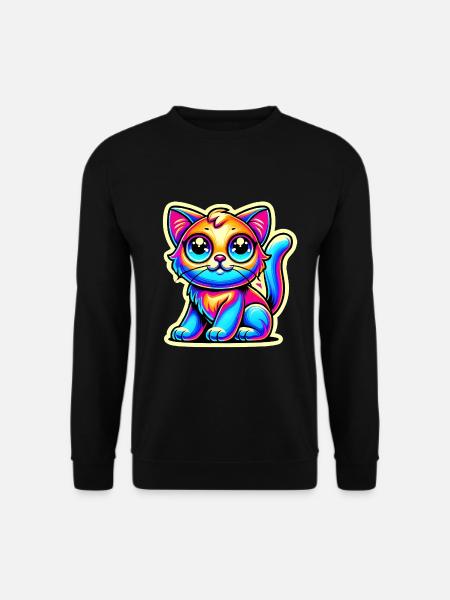 Neon Glow Crazy Cat Design - Unisex Sweatshirt - black