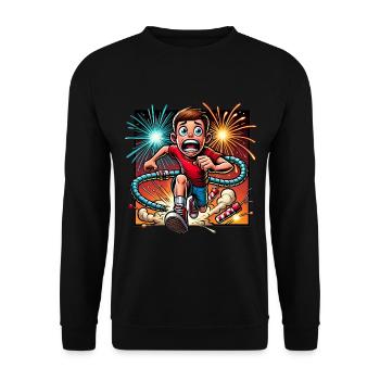 Funny Firework Escape Cartoon Design - Unisex Sweatshirt - black - Front - Alina (178cm) & Michal (187cm)