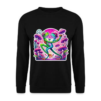 Frogs Dancing Under Mushrooms - Unisex Sweatshirt - black - Front - Alina (178cm) & Michal (187cm)